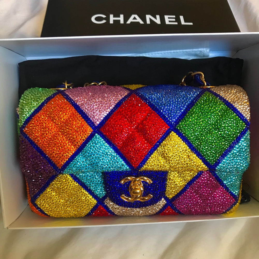 100% Authentic Chanel Mini Swarovski Crystal Bag